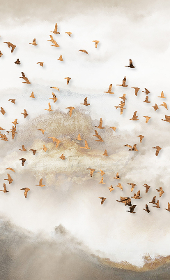 Store fenêtre intérieur avec un groupe d'oiseaux
