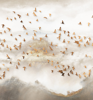 Store fenêtre intérieur avec un groupe d'oiseaux