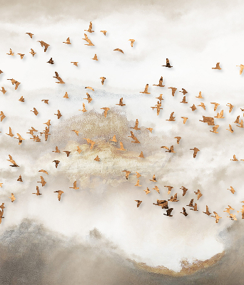 Store fenêtre intérieur avec un groupe d'oiseaux
