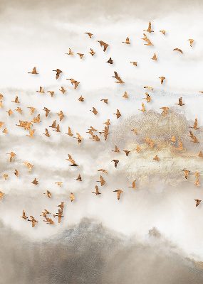 Store fenêtre intérieur avec un groupe d'oiseaux