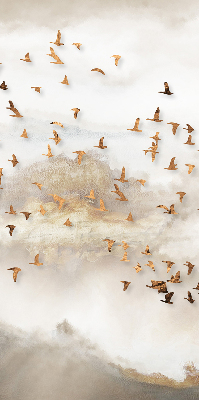 Store fenêtre intérieur avec un groupe d'oiseaux