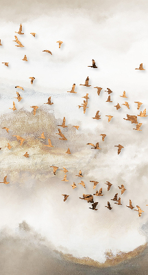 Store fenêtre intérieur avec un groupe d'oiseaux