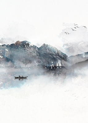 Store enrouleur occultant avec motif montagnes peintes