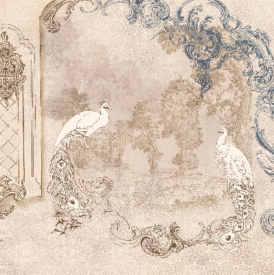 Store occultant fenêtre avec motif oiseaux vintage