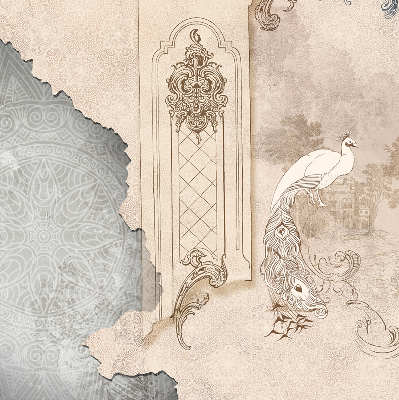 Store occultant fenêtre avec motif oiseaux vintage