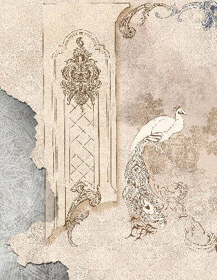 Store occultant fenêtre avec motif oiseaux vintage