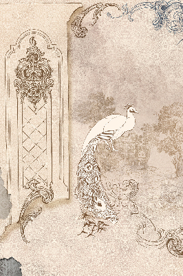 Store occultant fenêtre avec motif oiseaux vintage