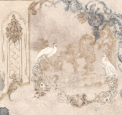 Store occultant fenêtre avec motif oiseaux vintage