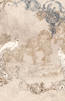 Store occultant fenêtre avec motif oiseaux vintage