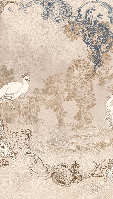 Store occultant fenêtre avec motif oiseaux vintage