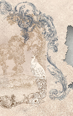 Store occultant fenêtre avec motif oiseaux vintage