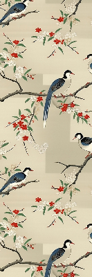 Store enrouleur occultant avec motif d'oiseaux sur un arbre