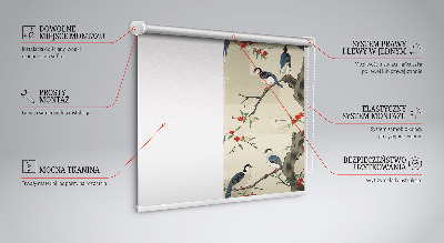 Store enrouleur occultant avec motif d'oiseaux sur un arbre