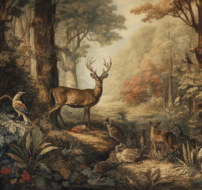Store occultant fenêtre les animaux de la forêt
