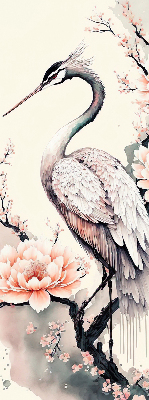 Store occultant fenetre avec motif héron dans les fleurs