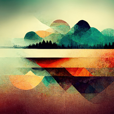 Store occultant avec motif montagnes abstraites
