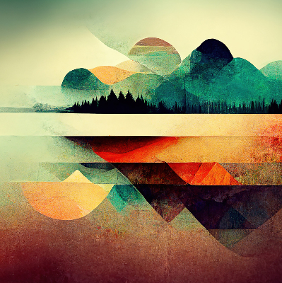 Store occultant avec motif montagnes abstraites