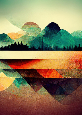 Store occultant avec motif montagnes abstraites