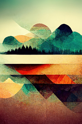 Store occultant avec motif montagnes abstraites