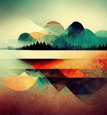 Store occultant avec motif montagnes abstraites