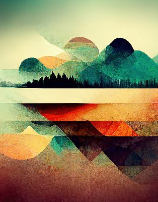 Store occultant avec motif montagnes abstraites