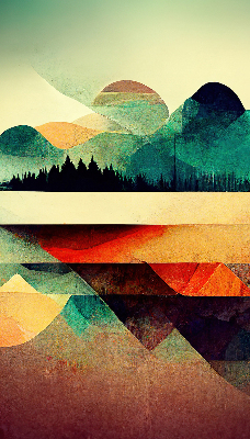 Store occultant avec motif montagnes abstraites