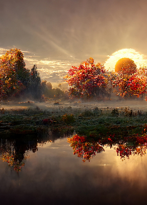 Store enrouleur occultant coucher de soleil derrière les arbres