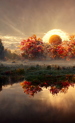 Store enrouleur occultant coucher de soleil derrière les arbres