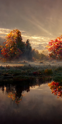 Store enrouleur occultant coucher de soleil derrière les arbres