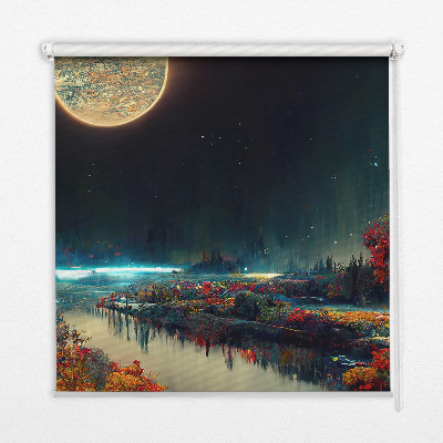 Store occultant fenêtre rivière au clair de lune