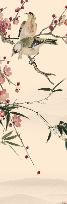 Store enrouleur occultant à fleurs de cerisier et oiseaux