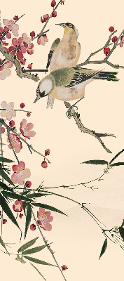 Store enrouleur occultant à fleurs de cerisier et oiseaux