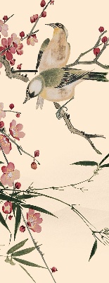 Store enrouleur occultant à fleurs de cerisier et oiseaux