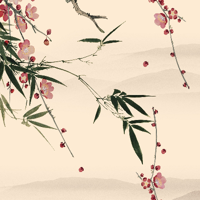 Store enrouleur occultant à fleurs de cerisier et oiseaux