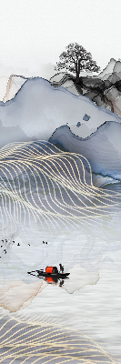 Store occultant fenêtre avec motif de montagnes floues