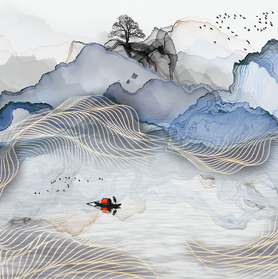 Store occultant fenêtre avec motif de montagnes floues