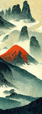 Store enrouleur occultant avec motif montagnes dans le brouillard