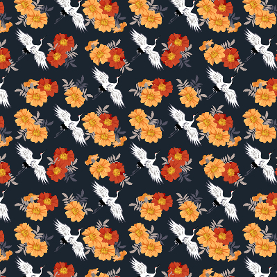 Store occultant fenetre fleurs et grues
