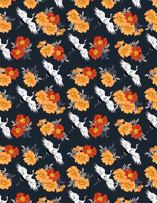 Store occultant fenetre fleurs et grues