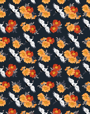 Store occultant fenetre fleurs et grues