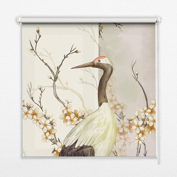 Store fenêtre intérieur une grue dans la brousse