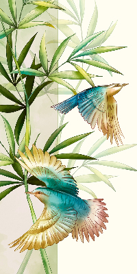 Store enrouleur occultant avec motif d'oiseaux dans les feuilles