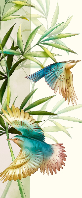 Store enrouleur occultant avec motif d'oiseaux dans les feuilles