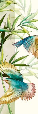 Store enrouleur occultant avec motif d'oiseaux dans les feuilles