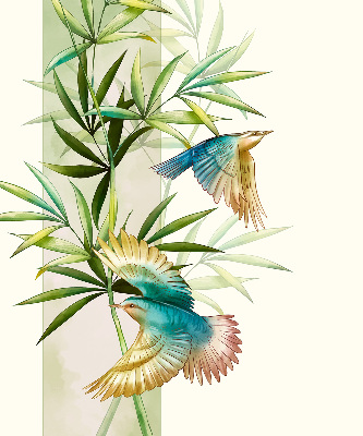 Store enrouleur occultant avec motif d'oiseaux dans les feuilles
