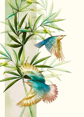 Store enrouleur occultant avec motif d'oiseaux dans les feuilles