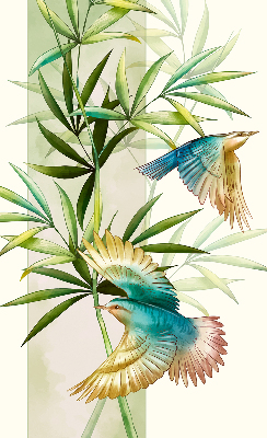 Store enrouleur occultant avec motif d'oiseaux dans les feuilles