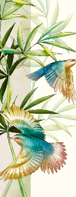 Store enrouleur occultant avec motif d'oiseaux dans les feuilles