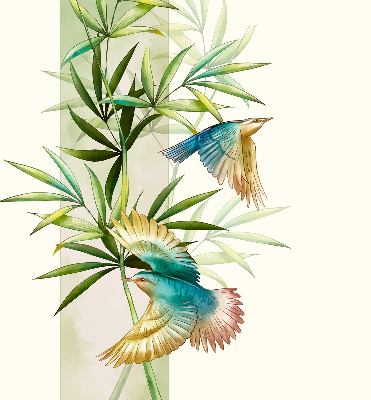Store enrouleur occultant avec motif d'oiseaux dans les feuilles