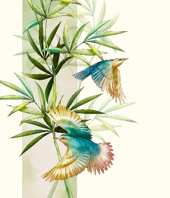 Store enrouleur occultant avec motif d'oiseaux dans les feuilles